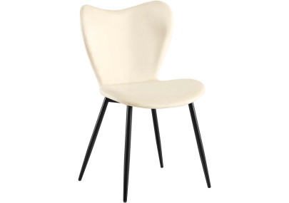 Chaise de salle à manger Maika, velours, crème
