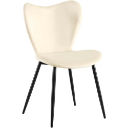 Chaise de salle à manger Maika, velours, crème