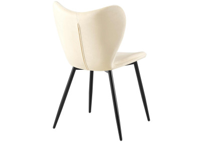 Chaise de salle à manger Maika, velours, crème