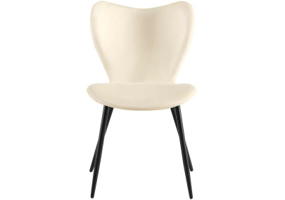 Chaise de salle à manger Maika, velours, crème