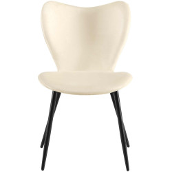 Chaise de salle à manger Maika, velours, crème