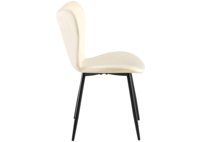 Chaise de salle à manger Maika, velours, crème