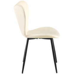 Chaise de salle à manger Maika, velours, crème