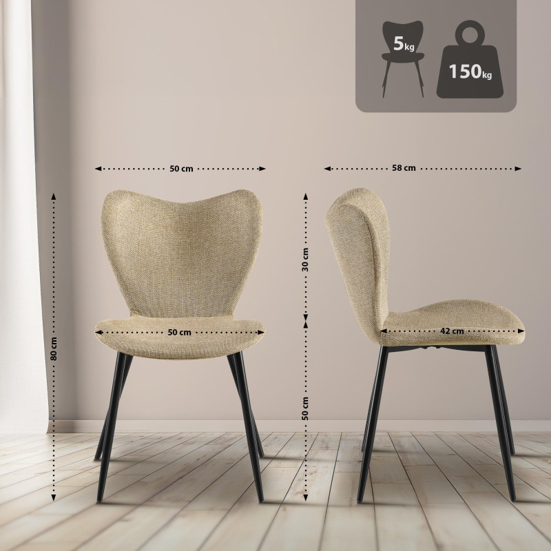 Chaise de salle à manger Maika, tissu taupe