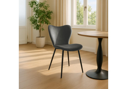 Chaise de salle à manger Maika en velours anthracite