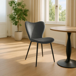 Chaise de salle à manger Maika en velours anthracite