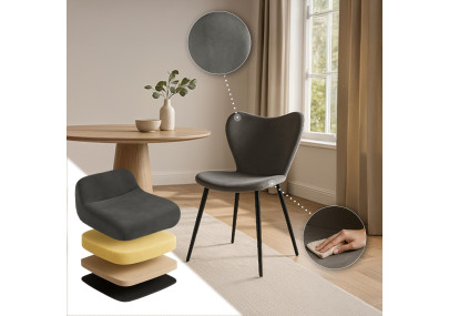 Chaise de salle à manger Maika en velours anthracite