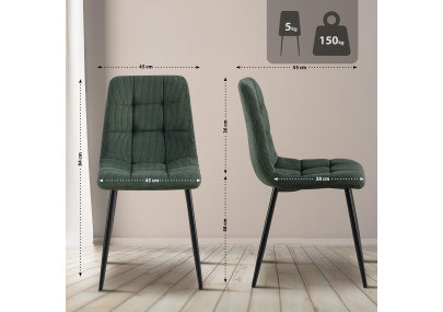 Chaise de salle à manger Antibes Cord vert