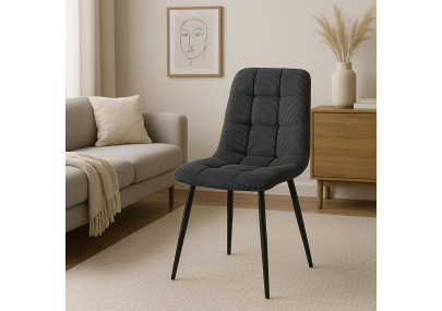 Chaise de salle à manger Antibes Cord, noire