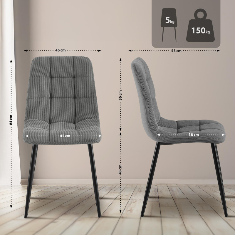 Chaise de salle à manger Tilde Cord gris