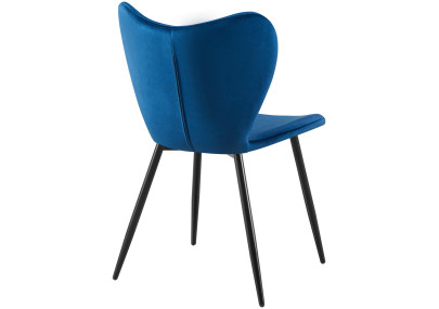 Chaise de salle à manger Maika, velours, bleu foncé