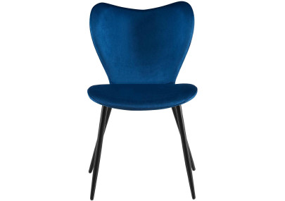 Chaise de salle à manger Maika, velours, bleu foncé