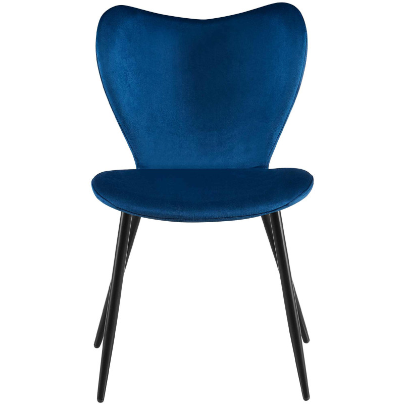 Chaise de salle à manger Maika, velours, bleu foncé