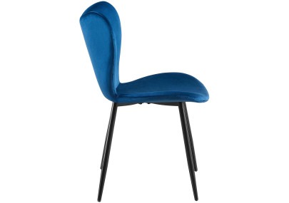 Chaise de salle à manger Maika, velours, bleu foncé