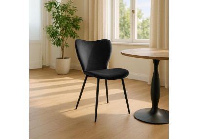 Chaise de salle à manger Maika, velours, noire