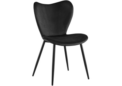 Chaise de salle à manger Maika, velours, noire