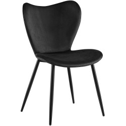 Chaise de salle à manger Maika, velours, noire