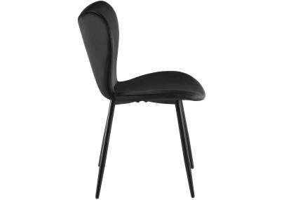 Chaise de salle à manger Maika, velours, noire