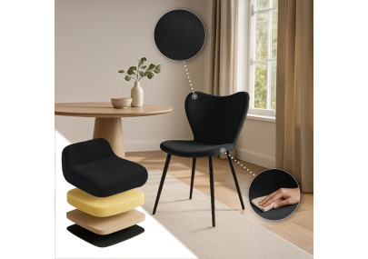 Chaise de salle à manger Maika, velours, noire