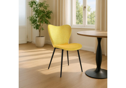 Chaise de salle à manger Maika, tissu jaune