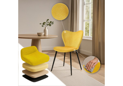 Chaise de salle à manger Maika, tissu jaune