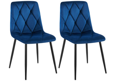 Ensemble de 2 chaises de salle à manger Clairton en velours bleu foncé