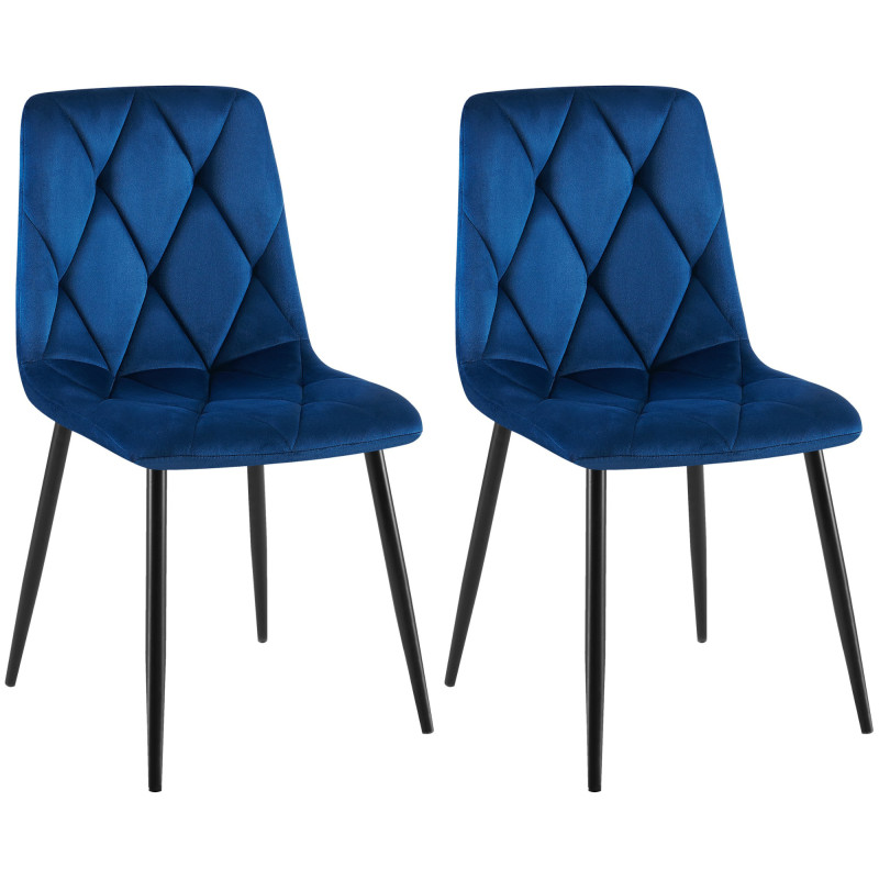Ensemble de 2 chaises de salle à manger Clairton en velours bleu foncé