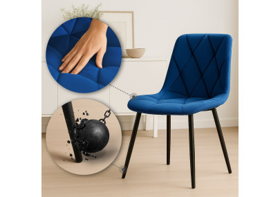 Ensemble de 2 chaises de salle à manger Clairton en velours bleu foncé