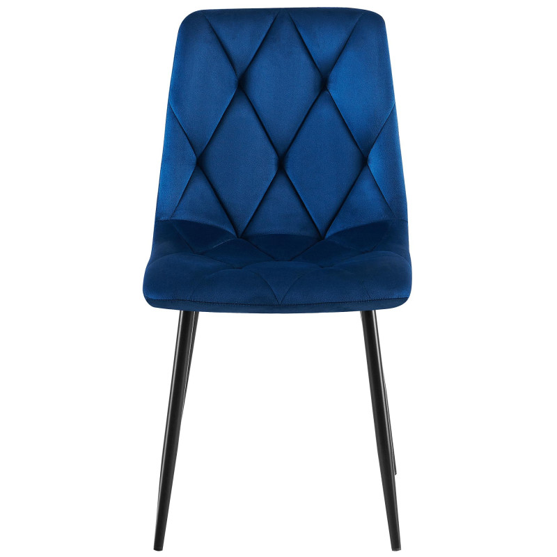 Ensemble de 2 chaises de salle à manger Clairton en velours bleu foncé
