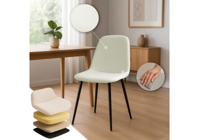 Ensemble de 2 chaises de salle à manger Maryam, tissu crème