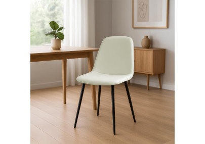 Ensemble de 2 chaises de salle à manger Maryam, tissu crème