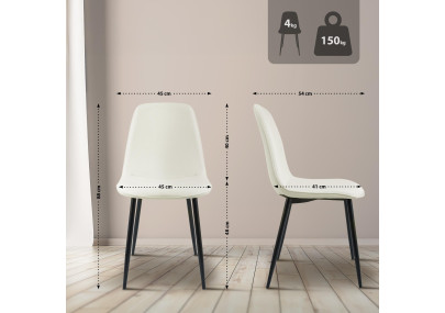 Ensemble de 2 chaises de salle à manger Maryam, tissu crème