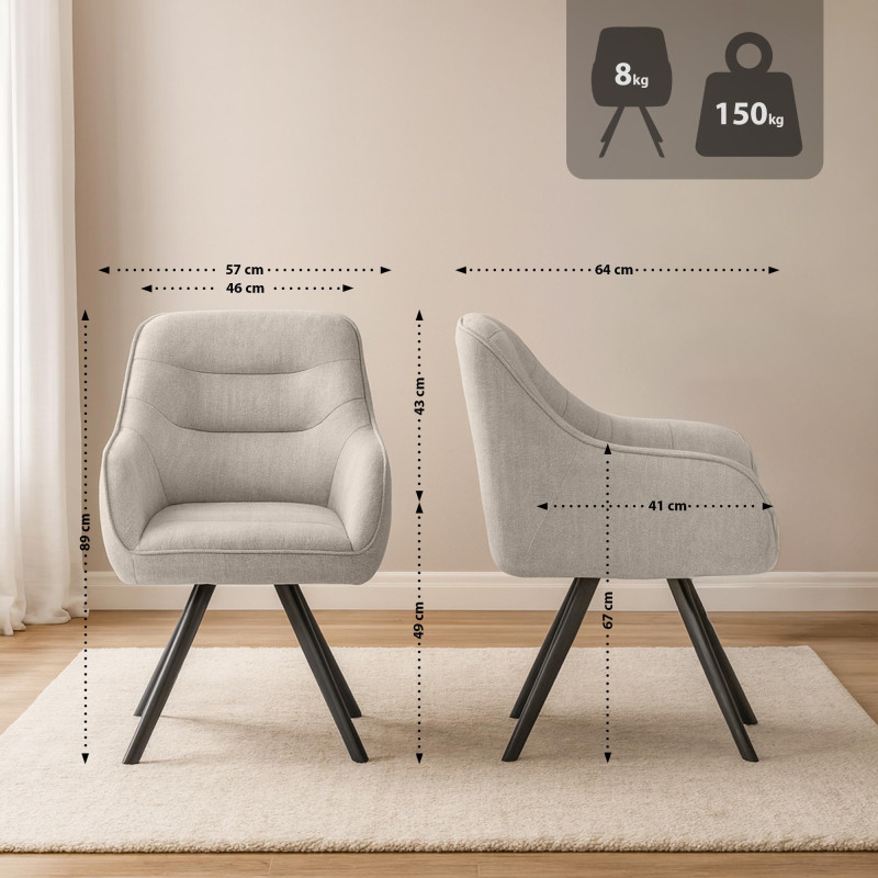 Fauteuil Pettuli, tissu crème