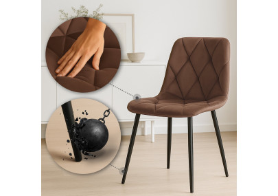 Chaise de salle à manger Clairton, velours, marron