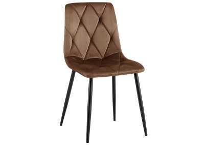 Chaise de salle à manger Clairton, velours, marron