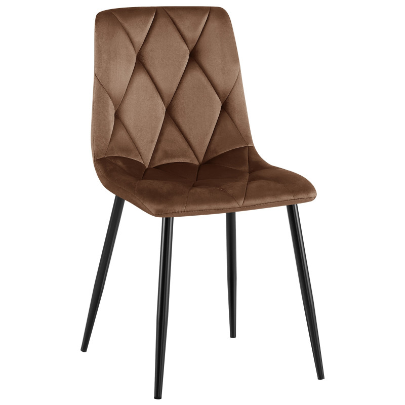 Chaise de salle à manger Clairton, velours, marron