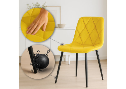 Chaise de salle à manger Clairton, velours, jaune