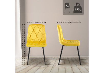 Chaise de salle à manger Clairton, velours, jaune