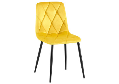 Chaise de salle à manger Clairton, velours, jaune