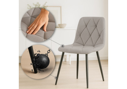 Chaise de salle à manger Clairton, tissu gris clair