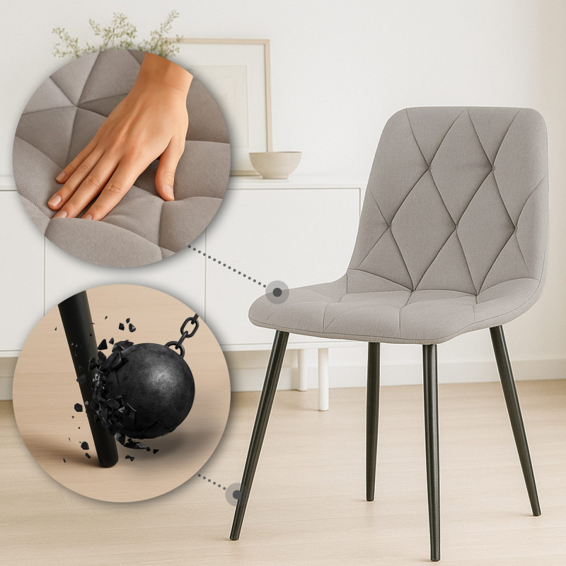 Chaise de salle à manger Clairton, tissu gris clair