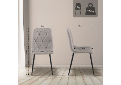 Chaise de salle à manger Clairton, tissu gris clair