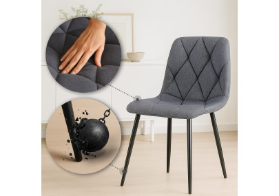 Chaise de salle à manger Clairton, tissu gris foncé