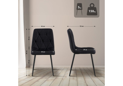 Chaise de salle à manger Clairton, tissu noir