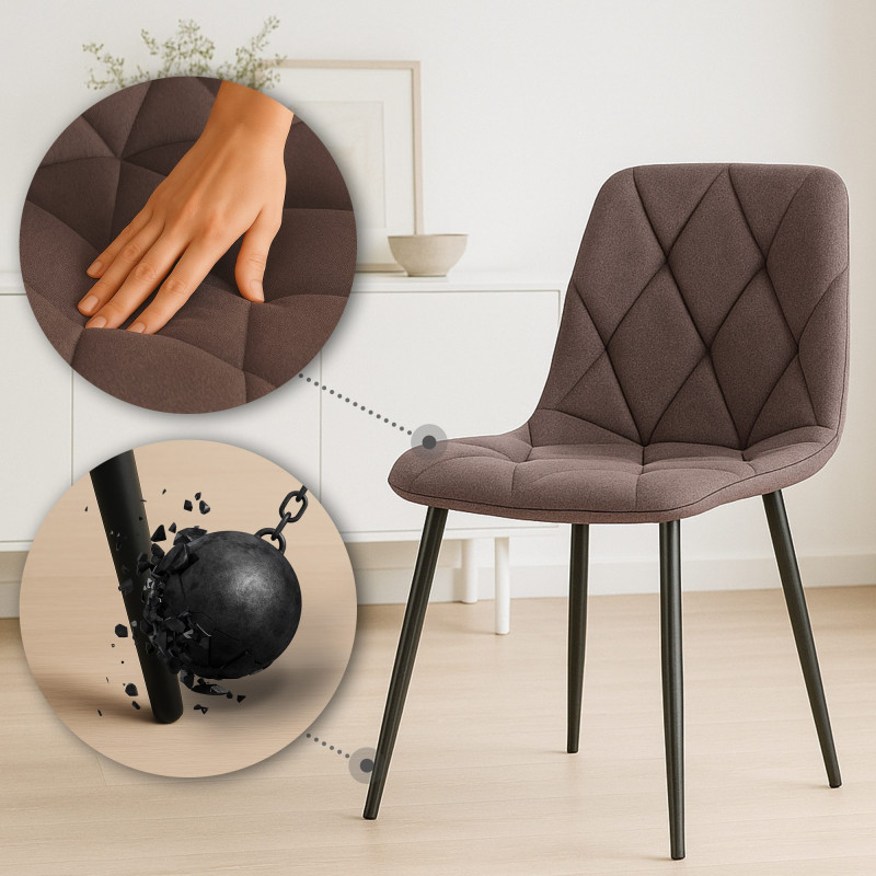 Chaise de salle à manger Clairton, tissu marron