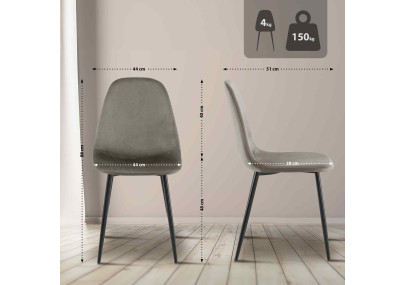 Chaise de salle à manger Napier en velours anthracite