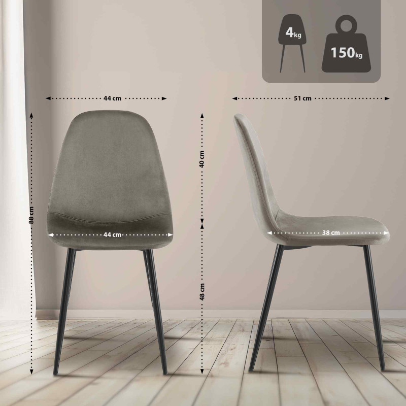Chaise de salle à manger Napier en velours anthracite