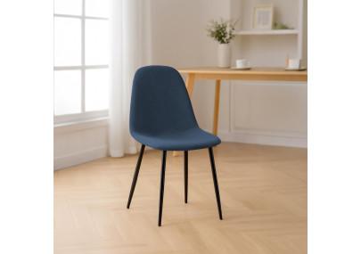 Chaise de salle à manger Napier, tissu bleu foncé