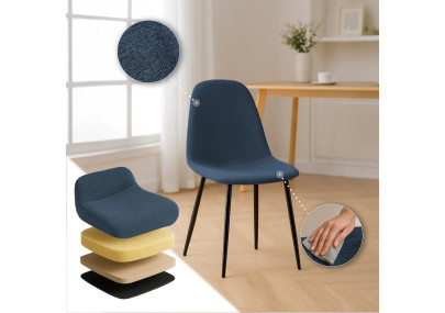 Chaise de salle à manger Napier, tissu bleu foncé