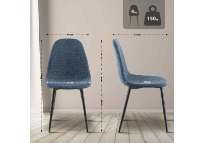 Chaise de salle à manger Napier, tissu bleu foncé